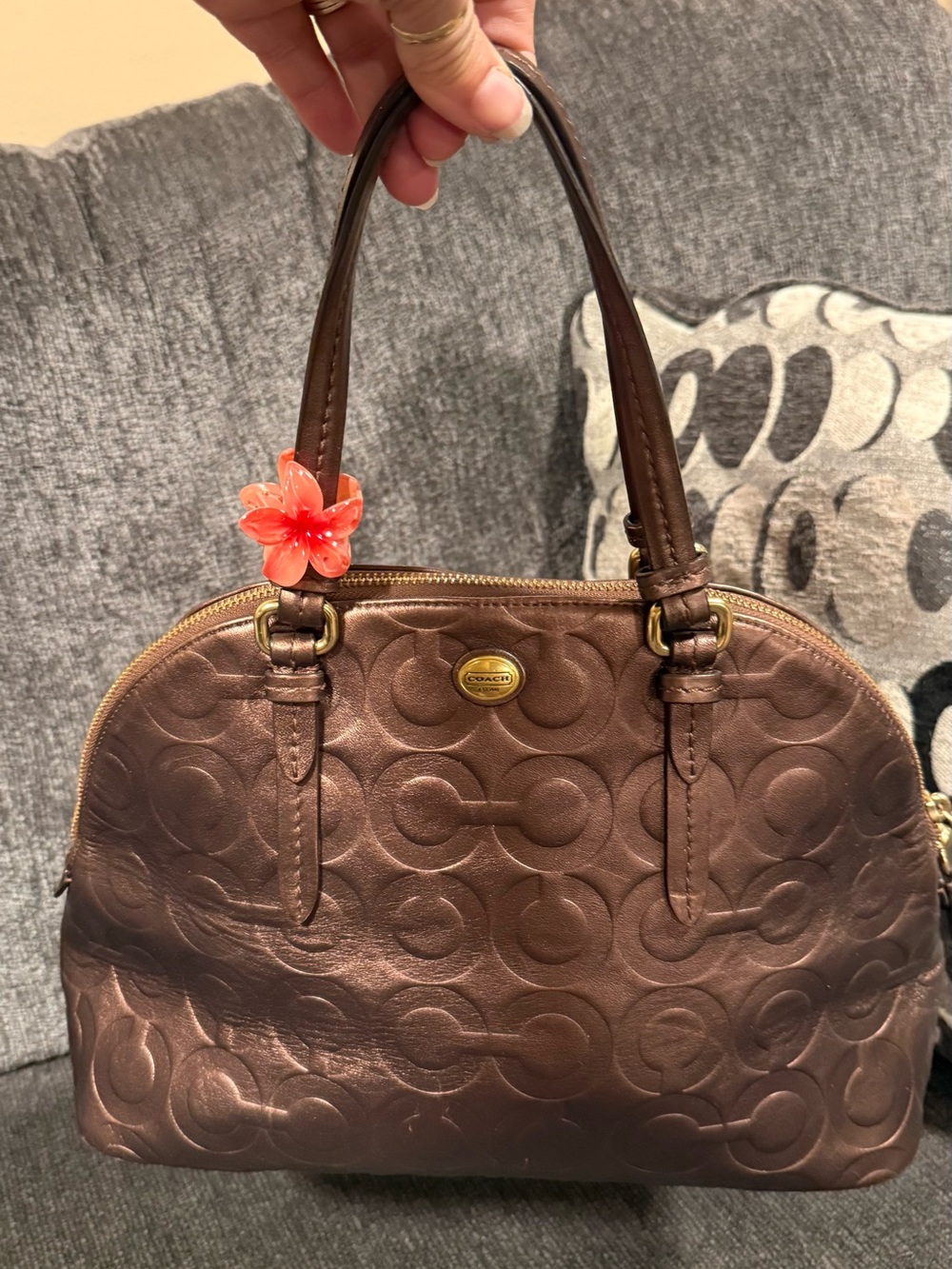 Coach Metallic Brown Signature Dome Satchel
